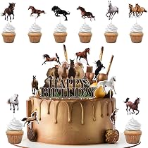 32 Stück Pferde Cupcake Toppers – Aus Papier, Für Pferderennen-Party, Geburtstag, Hochzeit & Babyparty