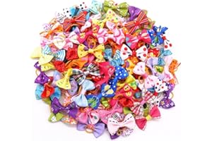 LEEQ Cuerda de Pelo de Bowknot para Mascotas - Lazos para el Pelo de Perro, Lazos para Perros Pequeños, Accesorios Pelo Perro, para Perros Pequeños y Medianos,Motivo Aleatorio(30 pcs)