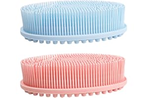 MEMOFYND 2 cepillos corporales de silicona, exfoliante corporal, cepillo de ducha exfoliante, cepillo de ducha de silicona, limpiador corporal, limpieza profunda
