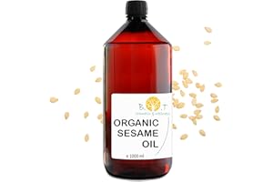 B.O.T COSMETIC & WELLNESS 100% Pure and Natural Organic Sesame Oil extracted from The Cold Pressing of Sesame Seeds. Certified Organic. Skin and Hair Care. Ayurveda Massage Oil - 1000 ml 1 L 35.2fl oz