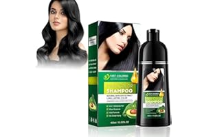 EHIOG Shampoo Tinta Nero 3 in 1 – Colorazione Istantanea 400 ml per Capelli, Copertura Totale dei Bianchi, Per Uomo e Donna, Formula Naturale a Media Durata