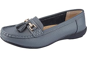 JO & JOE Women Leather Flat Loafer Ladies Casual Comfy Slider Low Wedge Heel Work Shoes
