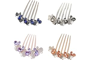 JILSKL Strass Haarkamm, 4 Stück Haarschmuck Kamm, Braut Kamm Frauen, Pfau Haarkämme, Perle Schmuck Haarschmuck, Zähne Haarspange Kämme, Braut Hochzeit Haarkämme für Damen, Mädchen, Hochzeit