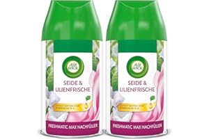 ‎AIR WICK Air Wick Freshmatic Max Raumspray DUO – Nachfüller für den Air Wick Freshmatic Max – Duft: Seide und Lilienfrische – 2 x 250 ml Nachfüller