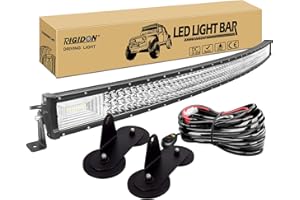 ‎RIGIDON RIGIDON 52 Zoll 132cm 675W Gebogene led lampe, Dreireihige Led lichtleiste kfz mit 12v kabelbaum kit und magnet halterung,Offroad beleuchtung für Auto SUV ATV, UTV, LKW 4x4, Fahrzeuge, 6000K Weiß