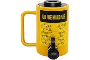 HOARLICN 20T 160mm Hub Hohlzylinder, Hydraulikzylinder Hohlkolbenzylinder Kolbenweg 44000lbs ölpumpe Hydraulikzylinder Jack Single Acting Hydraulic Ram Cylinder für Gebäude und Brücken