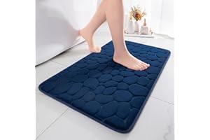 chakme Memory Foam Bath Mats for Bathroom, Super Absorbent Cobblestone Bathroom Mat, Non-Slip Bathroom Rug, Machine Washable Bath Rugs, Royal Blue, 43x61 cm