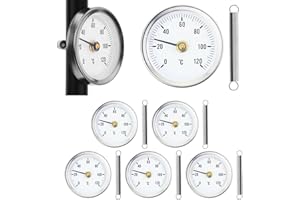 JEONDFG Termómetro de contacto para tuberías de calefacción (paquete de 6),pantalla de temperatura de 0 a 120 ℃ con resorte de clip,termómetro de tubería de 63 mm,termómetro de aguja para tuberías y calderas