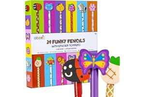 abeec 24 Matite Colorate con Gommini Adatte per Bambini | Tema Dolci, Animali, Frutta e Altro Ancora | Regali Fine Festa Compleanno Gadget