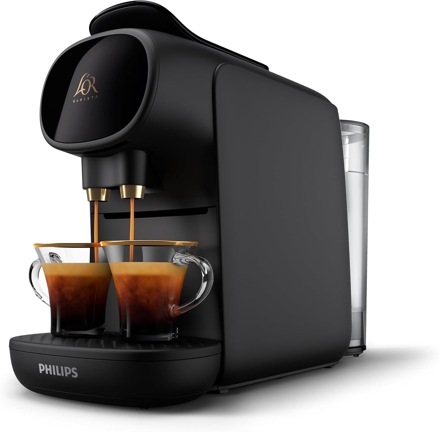 Philips L'Or Barista Sublime - Cafetera de Cápsulas, Reconocimiento de Cápsula Doble, 1 o 2 Tazas, Bandeja de Goteo Ajustable, Negro (LM9012/60)