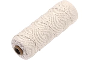 GOHOF Macrame Cord 2mm x 100m Premium Cotton Rope, 4 Strand Twisted Soft for Macrame Art, String Without Chemicals (Beige)