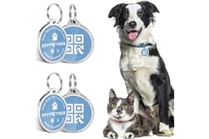 MYPETAGS Medagliette per animali domestici (2 pack), Medaglietta Cane Personalizzata on Codice QR, Medagliette per gatti, Online|Modificabile
