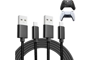 Knocery Câble Chargeur Type-C Tressé 3 M Noir pour PS5/PS5 Pro et Serie X/S, Manette NS