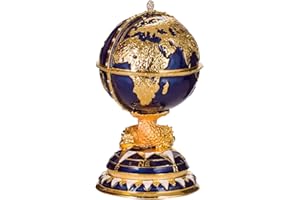danila-souvenirs Huevo al estilo Fabergé/caja de joya Globo con barco 14,5 cm azul