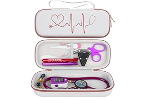 BOVKE Stetoscopio Case Bag per 3M Littmann Classic III, Lightweight II S.E, Cardiology IV, MDF Acoustica Stetoscopio Leggero - Tasca Extra per Infermiere Accessori per Lavoro, Oro Rosa Bianco