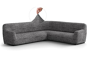 PAULATO BY GA.I.CO. PAULATO - Copridivano Angolare in Microfibra con Fantasia, Tessuto Bielastico Antigraffio Lavabile in Lavatrice, Certificato OEKO-TEX, Disegno Vittoria Grigio - Made in Italy