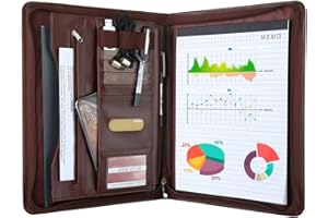 Leathario Skórzana teczka konferencyjna, biznesowa teczka o formacie A4, etui do szkoły, pracy