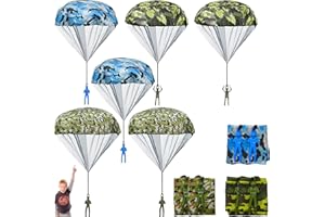 GENERIC 6 PCS Parachute Toys for Kids Parachute Toy Set with Army Men Parachute Men Soft Camo Paratrooper Parachute Creative Craft Ideal Throwing Play Outdoor Flying Toy for Boys and Girls Gifts