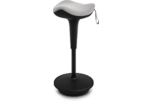 ‎IWMH IWMH Ergonomischer Arbeitshocker, Hochverstellbare Stehhilfe, Atmungsaktiver Sitz-Steh-Hocker 360° Drehbar, Ergonomische Stehhocker Büro, Grau (Grau)
