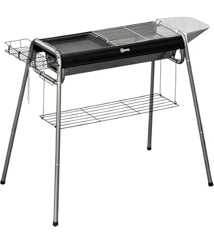 Barbecue A Carbone Louisiana - Con Tavolini, Raccoglicenere, Ruote, Nero, 115x74x98.5cm - Foto 11