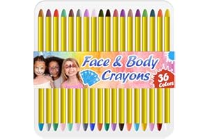 RoserRose 36 Farben Kinderschminke Set, Gesicht Malen Buntstifte, Fasching Gesichtsfarben Kinder Fasching Schminke für körperfarbe kinderschminke fasching Halloween & Fasching mit 5 Schablonen