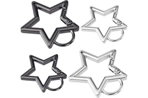 Calkkrer Lot de 4 mousquetons créatifs en forme d'étoile, porte-clés robustes en deux tailles et couleurs, mousquetons robustes pour le camping, la randonnée, la pêche