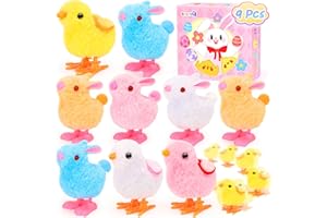 SevenQ Wind Up Toys for Kids Easter Basket Stuffers, 9Pcs Hopping Bunny Toys and Plush Chicks Jumping Small Fidget Toys for Easter Egg Fillers Goodie Bags Treasure Chest Party Favors Gifts