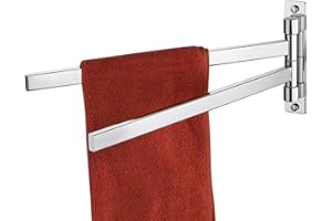 KOKOSIRI Swivel Towel Bars Swing Out Hand Towel Holder 2-Arm for Bathroom Kitchen Toilet Wall Mounted Chrome Stainless Steel B5007CH-A2