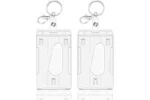 PAILEWEI Porte Badge - 2 Pcs Porte Badges Plastique Transparentese, Pour Cartes Proximité, Cartes de Crédit, Nominatives et Cartes d'Identité，Porte Carte Bus (Vertical 2 Pcs)