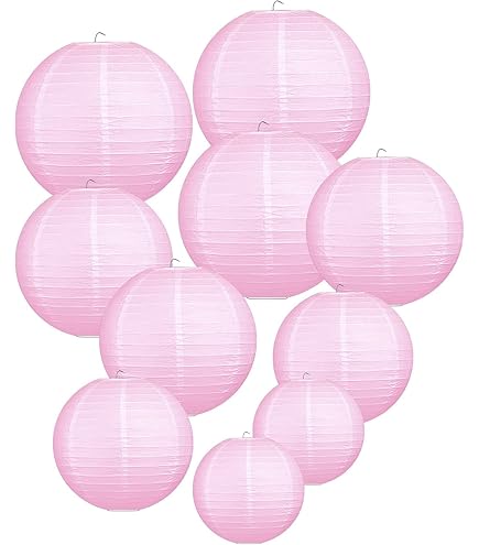 We Moment Zone Papier Lampions Set - 15 Stück In Rosa & Orange Für Partys