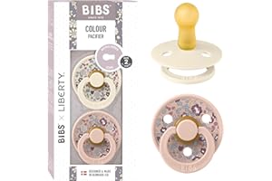 BIBS Liberty Pacifier | 2 Colour Natural Rubber Latex Soothers | BPA Free Dummy Pacifier | Round Nipple | Designed & Made in Denmark | Eloise Blush