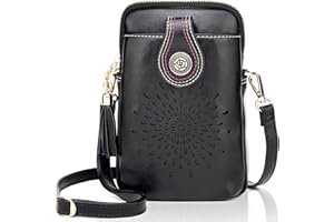 APHISON Designer Phone Bags for Women Crossbody, Sunflower Tassel Vegan Leather Crossbody Mobile Phone Bag, Small Crossbody Bags for Women Phone Purse Up to 6.7 inches with Adjustable Long Strap