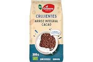 El Granero Integral - Arroz Integral Hinchado con Agave y Cacao BIO - 300 g - Fuente de Fibra y Antioxidantes - Rico en Minerales Esenciales - Apto para Veganos