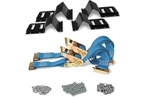 DC Cargo Mall ATV Wheel Chock & Strap Kit | Trailer Tie Down System for ATV’s, UTV’s, & Mowers