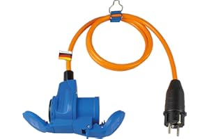 as - Schwabe Camping przewód adaptera CEE, 1,5 m, pomarańczowy, z wtyczką ze stykiem ochronnym, złącze kątowe CEE z gniazdem ze stykiem ochronnym + pokrywą na zawiasach, 230 V, 16 A, na kemping i do