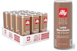 illy Medium Roast Arabica Cold Brew Latte Macchiato Iced Coffee - 12 x 250ml Tins