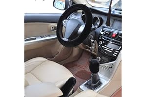 ‎LEONSHCO Lenkradbezug Plüsch, 3 Stück Universal-Lenkradhüllen, Auto-Lenkrad Bezug mit Handbremsenbezug/Schaltgetriebebezug, Lenkradabdeckung 36–39 cm, Auto Winter Zubehoerweich rutschfest Flauschig (Schwarz)