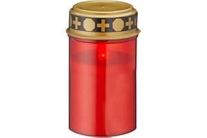 CEPEWA Set di 4 lumini funerari a LED, funzionamento a batteria, colore rosso, per cimitero (4 lumini funerari)