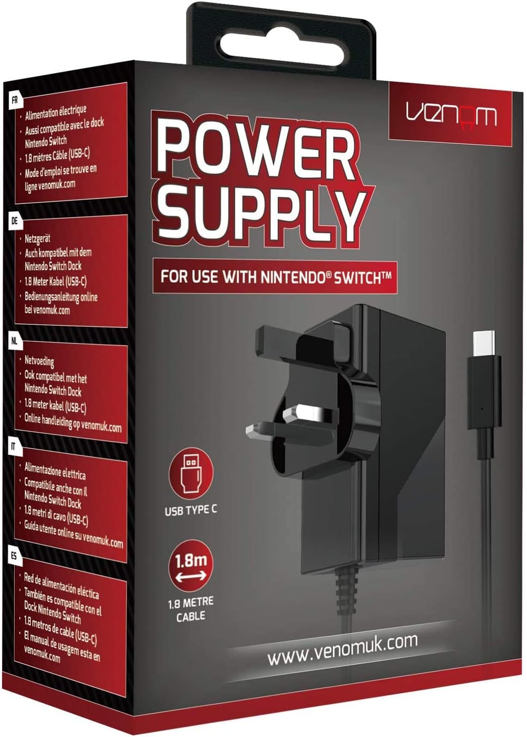 Venom Nintendo Switch Power Supply (Compatible with Console, Dock and Pro Controller) (Nintendo Switch)