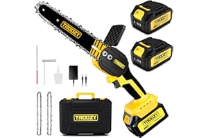 TROOZY Mini Motosega a Batteria Brushless, Sega a Batteria per Potatura 2×3000 mAh fino a 200min, Potatore Elettrica 21V / 6 Pollici, Elettrosega per legno, Tagliarami per potatura, Pochi