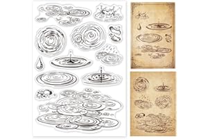 GLOBLELAND Tampons Transparents Water Ripples pour la Fabrication de Cartes Gouttes de Pluie Sceaux de Tampon Transparents en Silicone Timbres Transparents pour Scrapbooking