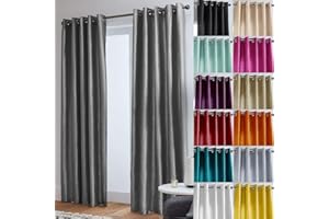 John Aird Luxury Faux Silk Fully Lined Eyelet Curtains (Grey, 229cm Width x 229cm Drop (90"x 90")