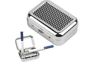 HOPTON Portable Ashtray, Pocket Ashtray with Lid, Stainless Steel Portable Ashtrays for Cigarettes, Odour-Proof Portable Cigarette Butt Box for Outdoors Travel Camping Car Bar