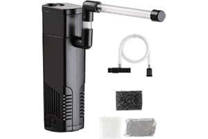 NICREW Filtr wewnętrzny do akwarium, regulowany przepływ, filtr akwariowy z pompą wodną do akwarium o pojemności do 20 l, cichy, 3,5 W