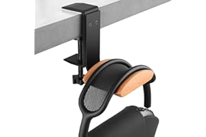 Linkidea Support de casque compatible avec Airpods Max, support en bois pour casque d'écoute, crochet de serrage sous la table de bureau (hêtre)