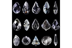 HEY_YOU 15er Pack Kristall Sonnenfänger, Fenster Sonnenfänger klar Kristall Kronleuchter Kristall Glas Prisma Anhänger Lampen Feng Shui Sonnenfänger Kristall Kristalle Als Dekoration