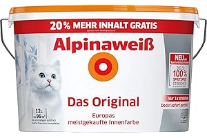 Alpina XXL Alpinaweiß 12 Liter Farbe Wandfarbe Das Original 20% GRATIS