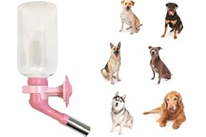 Choco Nose Patented No-Drip Water Bottle/Feeder ONLY for Large Size Dogs Over 50 lbs Pet Wire Cages, Crates or Kennels. 500ML Nozzle 22mm, Pink(C570)