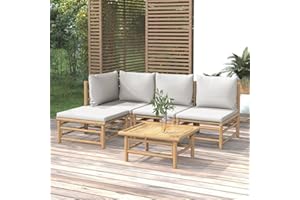 Festnight Gartenlounge Balkonmöbel Lounge Gartenmöbel Set Bambus Balkonlounge Lounge Sofa Outdoor Garten Loungemöbel Terrasse Terrassenmöbel Klein Sitzgruppe Balkon Gartensofa Ecksofa