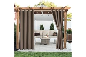 Liveinu Cortinas con Ollaos para Exterior Telas Termicas Aislantes Impermeable/Separadores Ambientes Salon Dormitorio Moderno Cocina Comedor 2 Pieza | 230x270cm(An x Al) Café